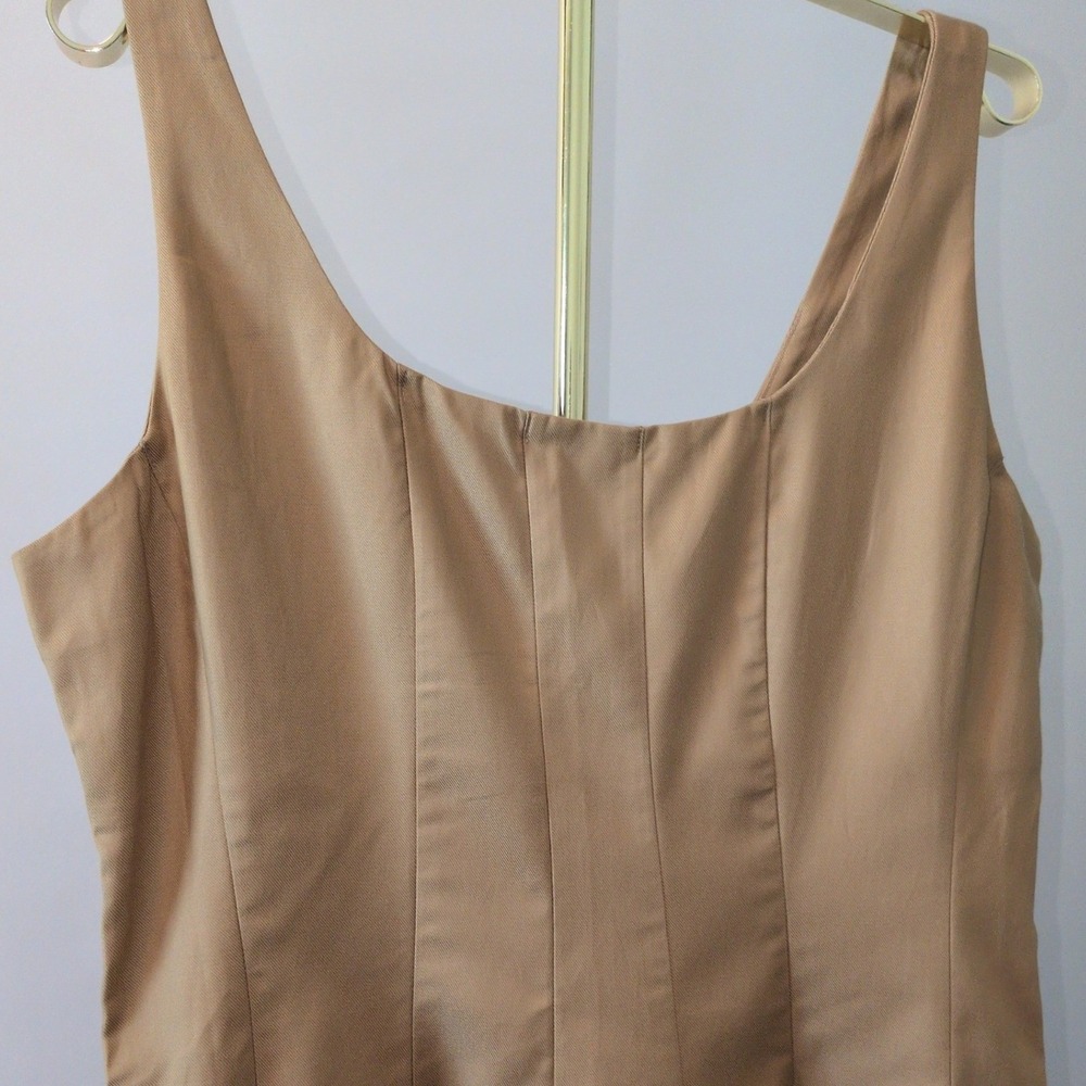 NWT Banana Republic Twill Dress Women 14 Khaki Fit Flare‎ Tailored Knee Length - Picture 5 of 14